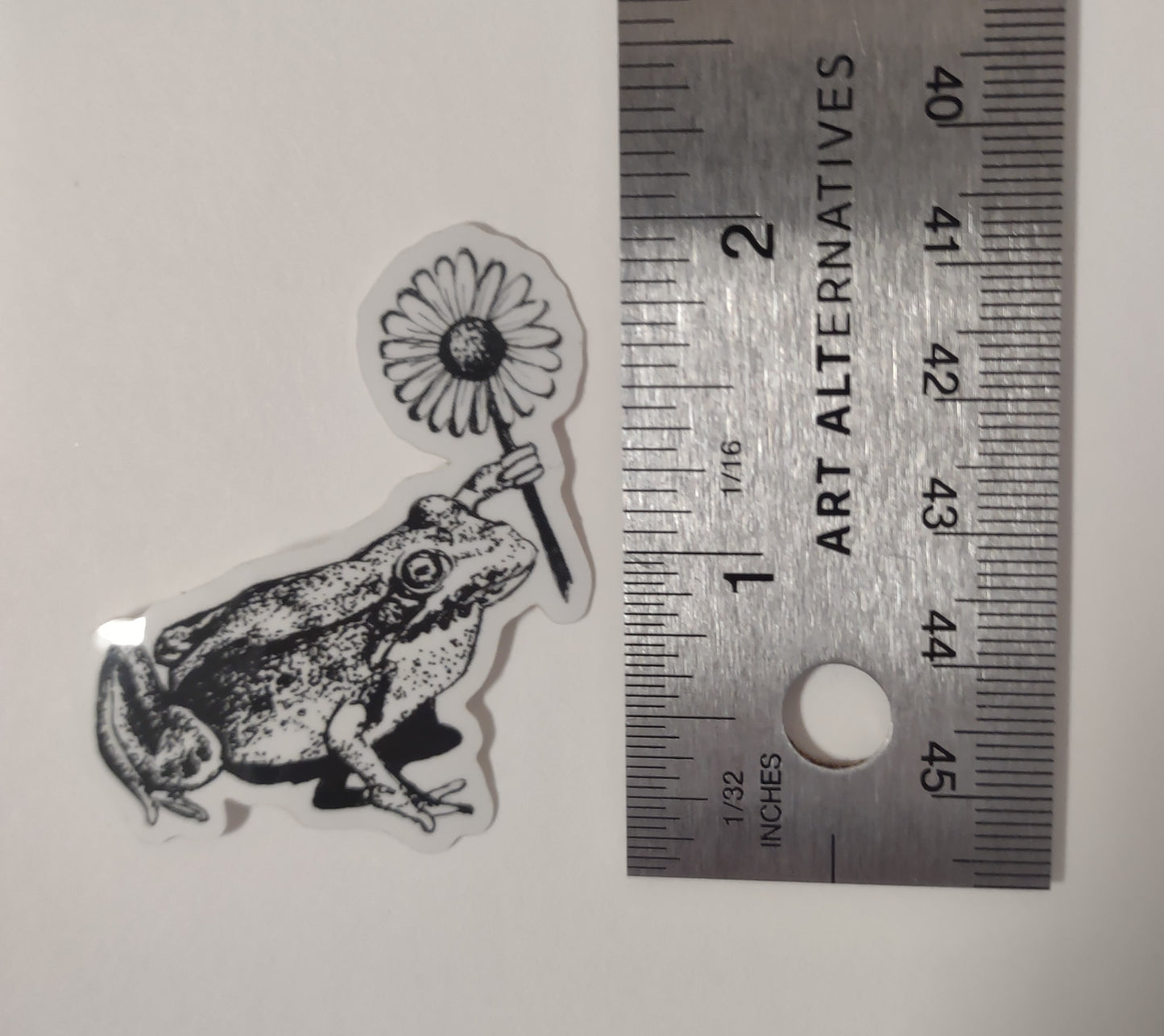 Frog with flower sticker