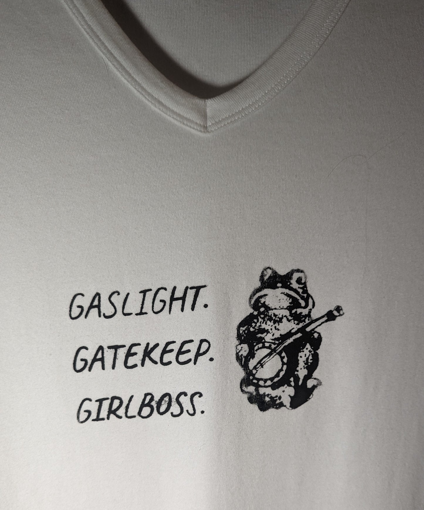 Women's Large Gaslighting frog shirt