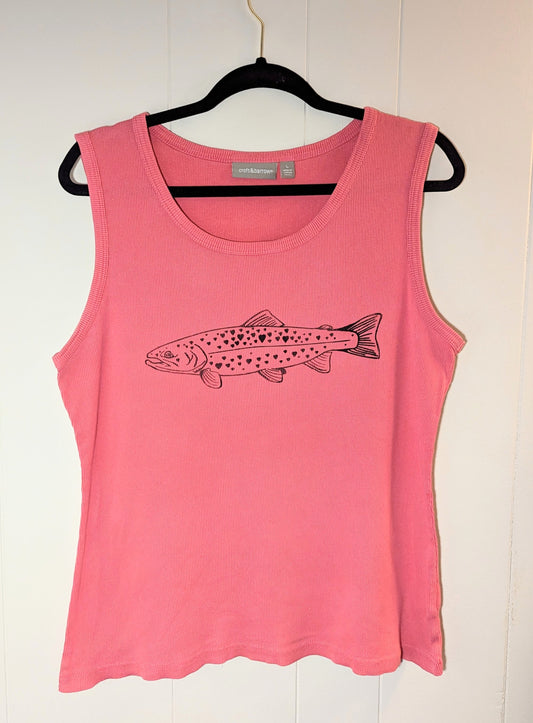 Valentines trout tank top women's large