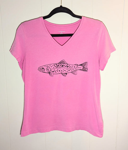 Valentines Trout shirt women's medium