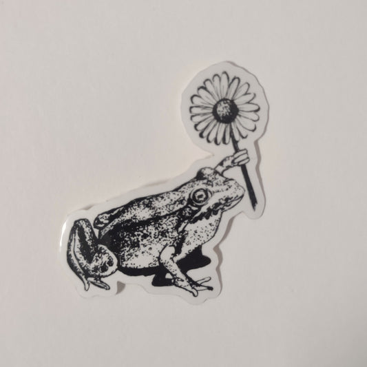 Frog with flower sticker